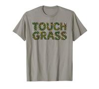 Touch Grass Divertente Natura Ironica Testo Floreale Meme Maglietta