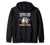 Touch Me And Your First Boxing Lesson Is Free Funny Boxer Felpa con Cappuccio