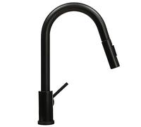 Touch On Rubinetto da cucina con doccetta estraibile, sensori, nero, miscelatore orientabile a 360°, Gravity Ball, per lavello da cucina, miscelatore monocomando, nero