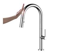 Touch rubinetto della cucina, monocomando ottone pull down spruzzatore del lavello 360 ° rotazione, touch attivato,argento