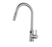 Touch rubinetto della cucina, rubinetti for lavelli da con spruzzatore a scomparsa, for in acciaio inossidabile a molla monocomando commerciale display temperatura,oro(Brushed)