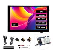 Touch screen HDMI da 5" 1024 x 600, display IPS touch capacitivo a 5 punti, angolo di visione 178°, compatibile con Raspberry Pi 5/4B/3B+/3B/Zero 2W/Zero W/Zero/Pico/Pico W, Win 11/10/8.1/8/7/Jetson