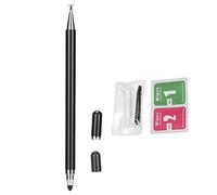 Touch Screen Penne 2 in 1 con Punte di Ricambio Borsa per Pulizia (Nero) | La risposta rapida consente di disegnare e ombreggiare con penne digitali su schermi tramite punte in fibra e disco.
