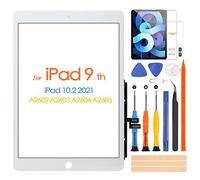 Touch Screen per iPad 9 2021 9th Generazione, Digitizer Touchscreen per iPad 10.2 2021 A2602 A2603 A2604 A2605, Schermo tattile Frontale, include Strumenti di Riparazione, Senza Pulsante Home (White)