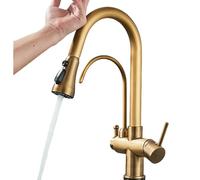 Touch Sensor Filter Water Kitchen Faucet Pull out Antique Brass Deck Mount Pure Water Taps Cold Hot Mixer Crane,Antique Brass B