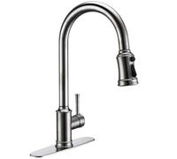 Touch Sensor Pull out Down Mixer Tap Deck Mounted Kitchen Faucet Hot Cold Water Swivel Spout Three Function Single Handle Hole,Brushed Chrome