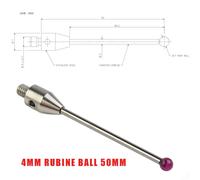 Touch Sonda 50mm Lungo Cmm Stilo A-5003-4799 Grigio Argento 1pcs Pratico