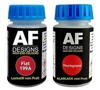 Touch Up per Fiat 199A Rosso Tiziano + Vernice Trasparente Da 50ml Auto Base Set