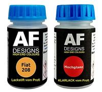Touch Up per Fiat 208 Giallo Positano + Vernice Trasparente Da 50ml Auto Base Set