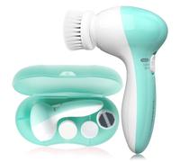 TOUCHBeauty Spazzola Elettrica Viso 4X più Efficace, 3 Spazzole Intercambiabili, 2 Velocità, Pulsazione Sonica, IPX7 Impermeabile con Custodia, per Punti Neri, Pelli Grasse (Morgentau Lichtgrün)