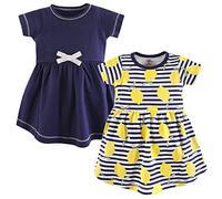 Touched by Nature Abiti da bambina in cotone biologico a maniche corte e maniche lunghe, Baby Toddler Lemons Manica Corta, 3-6 mesi