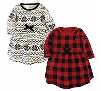 Touched By Nature Bambino Manica Lunga Biologico Abito 2-Pack, Buffalo Plaid