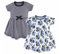 Touched By Nature Neonato Cotone Organico Abito , Blu Navy Floreale, 2-Pack