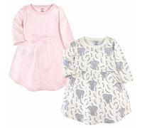 Touched By Nature Neonato Manica Lunga Cotone Organico Abito 2-Pack, Rosa