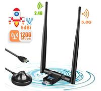 TouchSKY Antenna WiFi USB 1200Mbps Chiavetta WiFi con 5dBi Antenna USB 3.0 Dualband (5GHz 867Mbps+2.4GHz 300Mbps) Ricevitore WiFi per Desktop/PC/Laptop/Notebook Compatibile Windows XP/Vista / 7/8/10