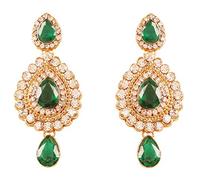 Touchstone Bollywood indiano desiderio contemporaneo diamante look bianco rhines orecchini finto gioielli lampadario designer per donna 2.12 Verde