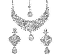Touchstone Collana glamour Hollywood bianco argento rosso grande matrimonio sera indossare gioielli per donna Bianco