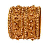 Touchstone Collezione di braccialetti bollywood indiano dall'aspetto sbalorditivo più bianco rhinins affascinante designer bracciali gioielli braccialetto per donna 2.37 Set di 6 Oro