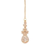 Touchstone Gioielli indiani per capelli Maang Tikka Bindi copricapo per donna Mangtika Gold Capelli Bollywood fronte piccolo semplice cristallo bianco pietra Kundan in oro antico