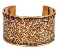 Touchstone Indiano Bollywood Desiderio Base d'ottone Magico Floreale Incisione Elegante Enhancer Polso 1,50 Pollici Dimensione Libera Disegnatore Gioielli Bracciale in tonalità Oro per Le Donne.