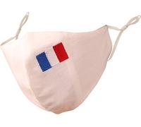 Touchstone Kids French Flag embroidered 3 layer cotton face masks reusable machine washable adjustable for children. (Pack of 1). White