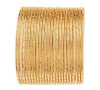 Touchstone New Colorful 2 Dozen Bangle Collection Indian Bollywood Alloy Metal Textured Cream Golden Jewelry Special Large Size Bangle Bracelets Set of 24 in Antique Gold Tone for Women