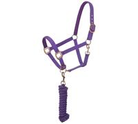 Tough 1 Cavezza Imbottita in Neoprene con Set di Piombo Hardware Antico, Viola