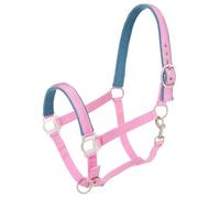 Tough 1 - Cavezza Imbottita in Nylon con Elementi in Metallo Satinato, Rosa, Cavallo