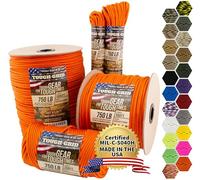 TOUGH-GRID PC50 340kg Paracord - 100% Nylon Specifico Militare Tipo IV - per Uso Militare, Campeggio, Artigianato, Amache, Emergenze - Arancione Fluo