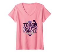 Tough Guys Purple: Dichiarazione audace per Uomini sicuri di sé Maglietta con Collo a V, Donna, Rosa, XXL