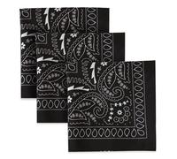 Tough Headwear Bandana grande per capelli - Fazzoletto bandana per uomo e donna - Confezione di bandane Paisley - Sciarpa da cowboy, Nero, 3 - Pack
