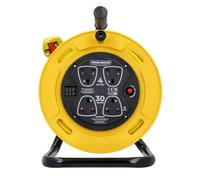 TOUGH MASTER Bobina di cavo a 4 prese, cavo di prolunga da 30 m, 13 A, resistente, con taglio termico, per giardino, prato, casa e ufficio