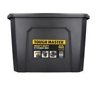 TOUGH MASTER Scatola portaoggetti in plastica resistente da 60 litri Design impilabile sicuro Cassetto antipolvere impermeabile Versatile per attrezzi Giocattoli Attrezzature artigianali