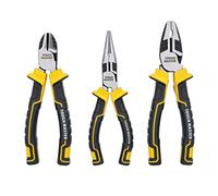 TOUGH MASTER Set di 3 pinze ad alta leva, pinze a becco ad ago da 150 mm, pinze da taglio diagonali da 150 mm, pinze combinate multiuso 3 in 1 con manici morbidi
