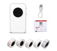TOUISEDGI D35 Mini Thermal Label Printer Portable Multifunctional Label Maker for Journal Office Study White (con 5 rotoli di etichette)