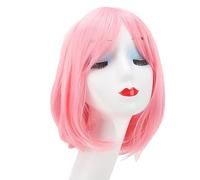 TOUISEDGI Short Bob Wig Headgear Fluffy Straight Excellent Temperature Fiber for Students