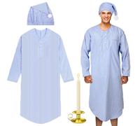 Toulite Set Pigiama Natalizio da Uomo, 4 Pezzi, Camicia da Notte, Cappello, Candela, Camicia da Notte, Abito da Notte, Costume per Le Vacanze di Natale (M)