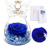 Touloube Regali per la Mamma per la Festa Della Mamma, Rosa Eterna con Angelo di Vetro, Rosa Stabilizzata Vera Regalo Compleanno, Statuette Angeli in Vetro con Fiori Eterni, Angeli Custodi per Lei