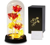 Touloube Rosa Regalo Natale per Donne Mamma Moglie, Rosa Eterna Galaxy Rose per Lei, Fiori di Rosa con Luce a LED, Fiore Artificiale Regali Moglie Fidanzata Compleanno Anniversario Matrimonio