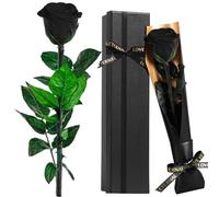 Touloube Rosa Stabilizzata Regalo per la Festa Della Mamma per Donne - Vera Eterna Rosa Nera Fiori Regalo, Idee Regalo Donna Compleanno Anniversario Per Lei, Regali Mamma Fidanzata Moglie Sorella