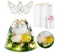 Touloube Rosa Stabilizzata Vera Regalo Donna, Rosa Eterna Figurine Angelo, Idee Fiore Regali Anniversario Natale San Valentino Festa della Mamma per Mamma Nonna Fidanzata
