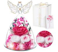 Touloube Rosa Stabilizzata Vera Regalo Donna, Rosa Eterna Figurine Angelo, Idee Fiore Regali Anniversario Natale San Valentino Festa della Mamma per Mamma Nonna Fidanzata