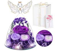 Touloube Rosa Stabilizzata Vera Regalo Donna, Rosa Eterna Figurine Angelo, Idee Fiore Regali Anniversario Natale San Valentino Festa della Mamma per Mamma Nonna Fidanzata