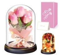 Touloube Tulipani Finti Regalo Donna Natale Compleanno，Idee Regalo Donna, Regalo Mamma Nonna,Regalo per Lei,Regalo Anniversario per Lei Idee Regalo Nascita, Rosa Bianco