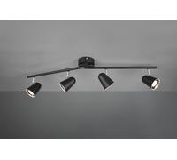 TOULOUSE BARRA 4 SPOTS LED 14W 1600lm, 3000K NERO SATINATO CON BORDO CROMATO L. 78CM