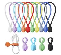 tounee Fascette magnetiche riutilizzabili in silicone-2 misure combinate (4pezzi da 2,95'' + 10pezzi da 7,68'') - Multiuso per legare cavi, organizzare, creare segnalibri e magneti da frigorifero(14)