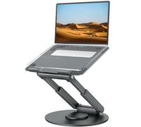 tounee Supporto PC Portatile con Base Girevole a 360°, Ergonomico Regolabile, Supporto Notebook Laptop Computer Stand Compatibile con MacBook Air/Pro Tutti i Laptop da 10-17"-Grigio