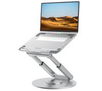 tounee Supporto PC Portatile con Base Girevole a 360°, Ergonomico Regolabile, Supporto Notebook Laptop Computer Stand Compatibile con MacBook Air/Pro Tutti i Laptop da 10-17"-Argento
