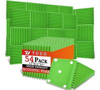 TOUO Pannelli acustici 54 pezzi 30×30×2,5 cm Verde in schiuma piramidale ad alta densità Fonoassorbenti per pareti e soffitti Studio Ufficio Gaming