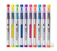 Touosy 10 Pezzi Penne UV Fluorescenti Truccabimbi, Brilla Sotto Luce Pennarello per Trucco Viso UV Fluorescente Vernice Luminosa Nel Buio Glitter Lavabile per Feste a Luce Nera Festival Artigianato
